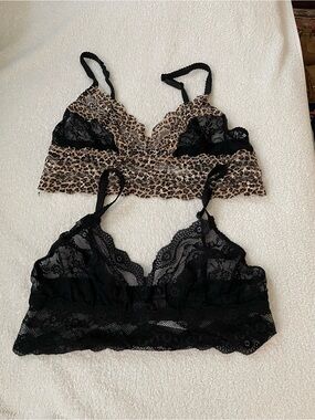 Lace Bralette Set with Leopard Print and Black Lace